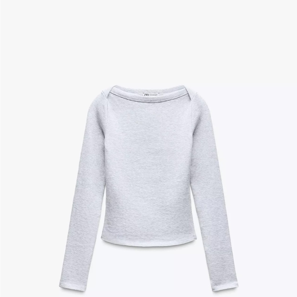 Zara Heather Gray Long Sleeve Top